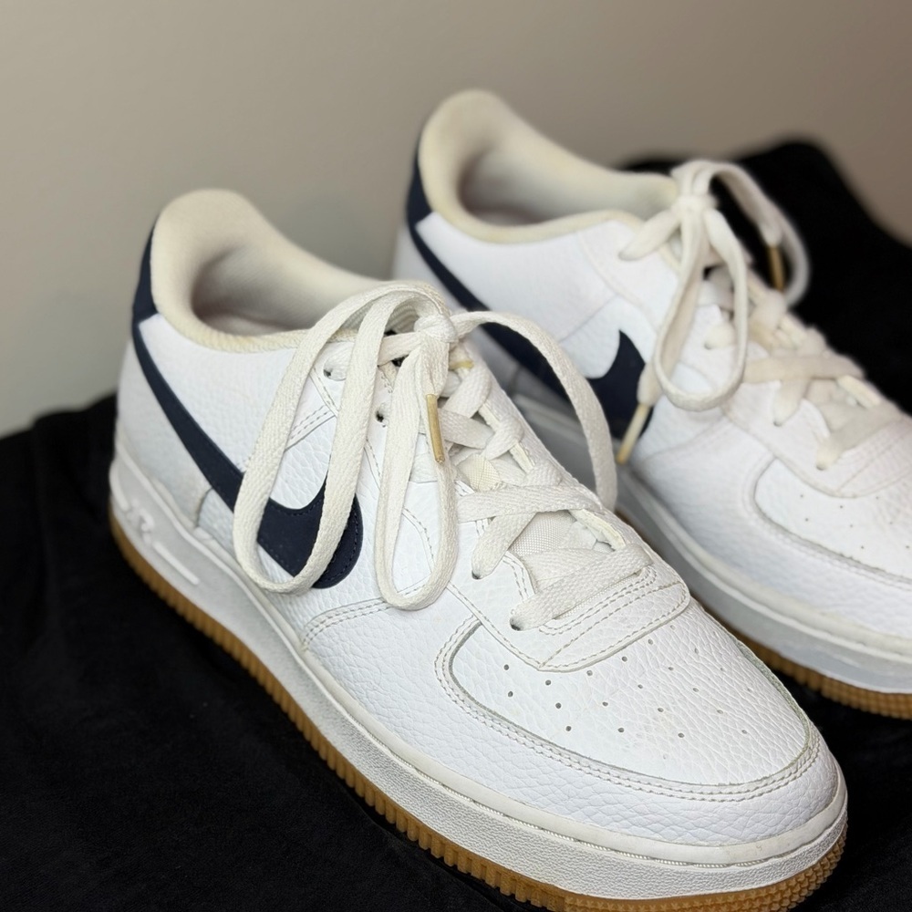 Nike Air Force 1 Low Gs “White Obsdian” Basketball Sneaker size 7Y - Picture 10 of 12